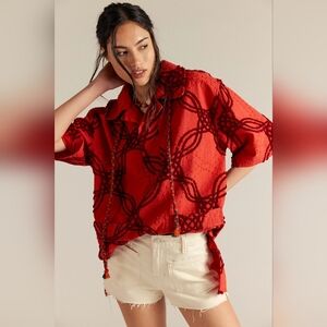 NWT We The Free Malta Terry Top, Red Combo, Size XS